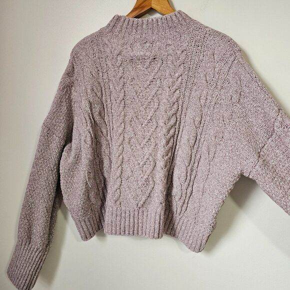 NEW PINK ROSE CABLE KNIT CHENILLE MOCK NECK SWEATER SIZE XL - Picture 3 of 16